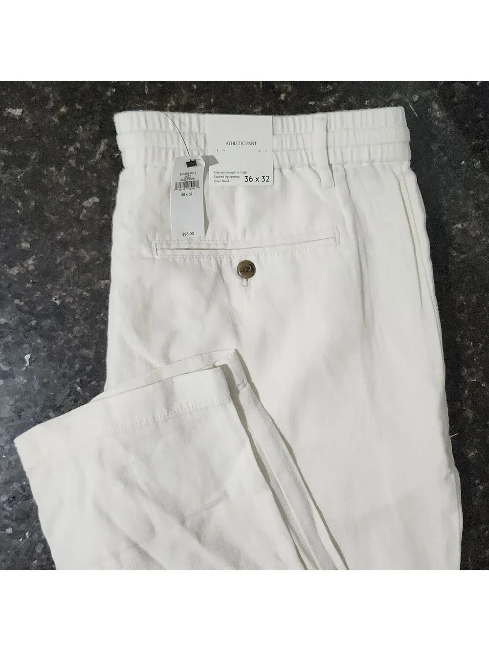 NWT Banana Republic Athletic Fit White Linen Blend Pants Summer Beach Mens 36x32